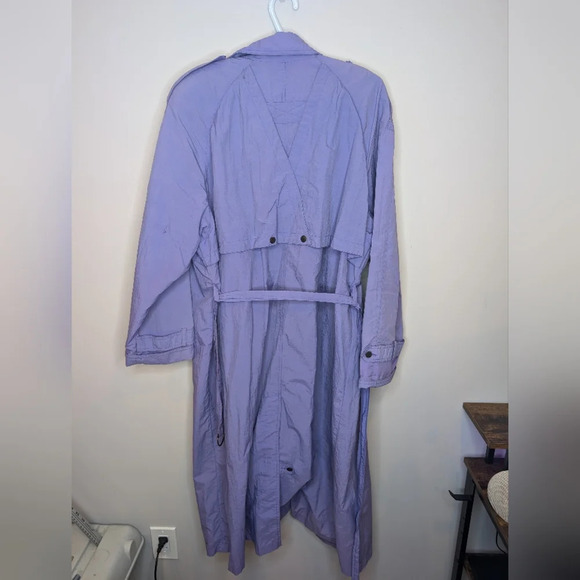 Vintage  Balimel Purple 80s Button Front Trench 20.5 Size - Picture 2 of 7